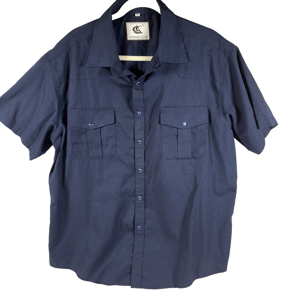 Coevals Club Men's XL Blue Button Up Short Sleeve Casual Shirt (G-363)